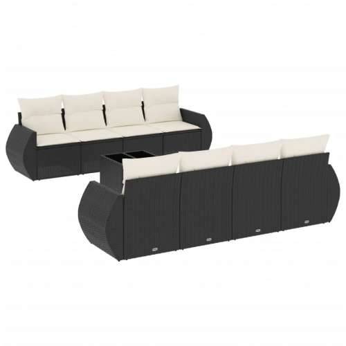 Vrtna garnitura - 9-dijelni set vrtnih sofa s jastucima crni od poliratana - Crna i krem 1 Cijena