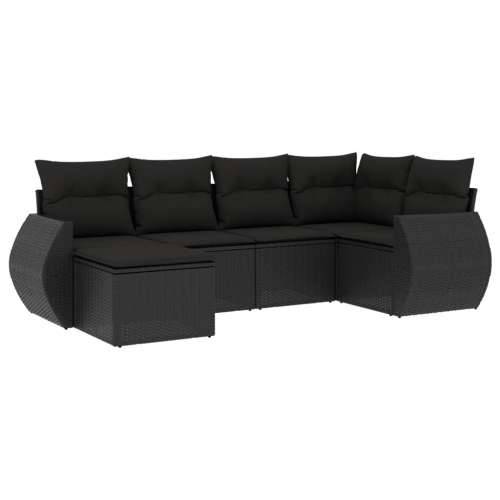 Vrtna garnitura - 6-dijelni set vrtnih sofa s jastucima crni od poliratana - Crna Bez stola 1 Cijena