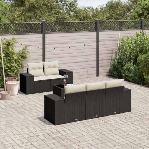 Vrtna garnitura - 6-dijelni set vrtnih sofa s jastucima crni od poliratana - Crna i krem 1 Cijena
