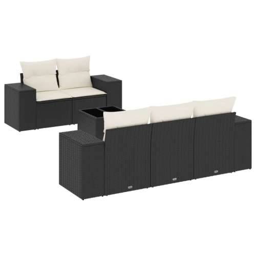 Vrtna garnitura - 6-dijelni set vrtnih sofa s jastucima crni od poliratana - Crna i krem 1 Cijena
