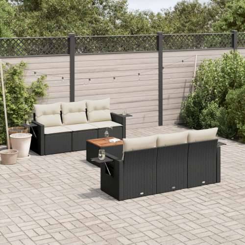 Vrtna garnitura - 7-dijelni set vrtnih sofa od poliratana s jastucima crni - Crna i krem 1 Cijena