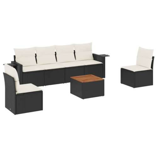 Vrtna garnitura - 7-dijelni set vrtnih sofa od poliratana s jastucima crni - Crna i krem 1 Cijena