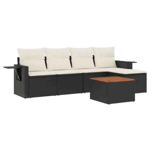 Vrtna garnitura - 6-dijelni set vrtnih sofa s jastucima crni od poliratana - Crna i krem 1 Cijena