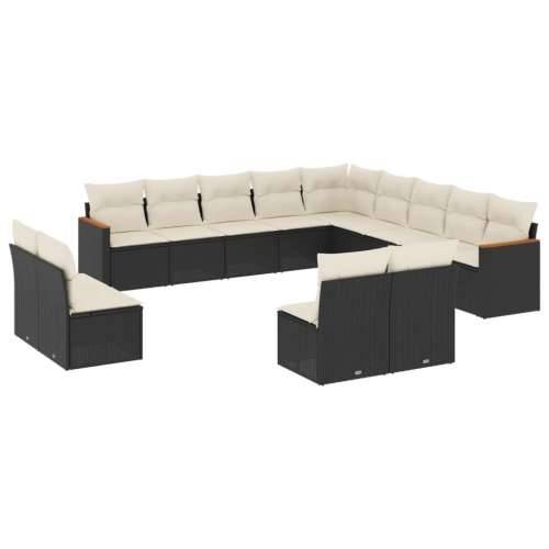 Vrtna garnitura - 13-dijelni set vrtnih sofa s jastucima poliratan crni - Crna i krem Bez stola 1 Cijena