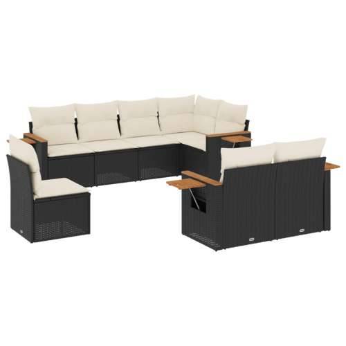 Vrtna garnitura - 8-dijelni set vrtnih sofa od poliratana s jastucima crni - Crna i krem Bez stola 1 Cijena