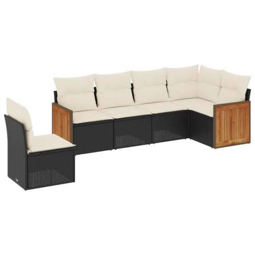 Vrtna garnitura - 6-dijelni set vrtnih sofa s jastucima crni od poliratana - Crna i krem Bez stola 1 Cijena