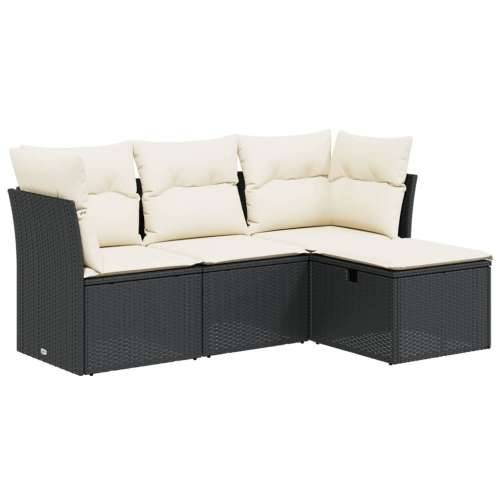 Vrtna garnitura - 4-dijelni set vrtnih sofa od poliratana s jastucima crni - Crna i krem bez spremišta 1 Cijena