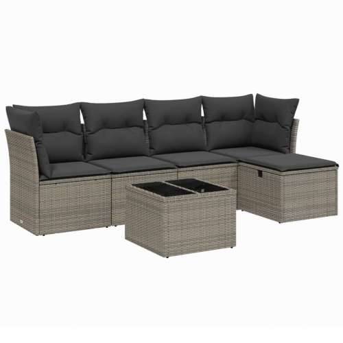 Vrtna garnitura - 6-dijelni set vrtnih sofa od poliratana s jastucima sivi - Siva bez spremišta 5 Cijena