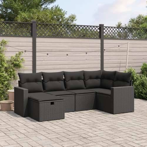 Vrtna garnitura - 6-dijelni set vrtnih sofa s jastucima crni od poliratana - Crna bez spremišta 6 Cijena