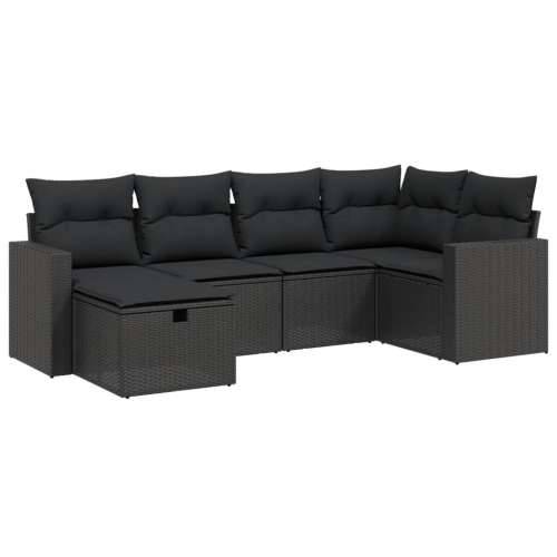 Vrtna garnitura - 6-dijelni set vrtnih sofa s jastucima crni od poliratana - Crna bez spremišta 6 Cijena