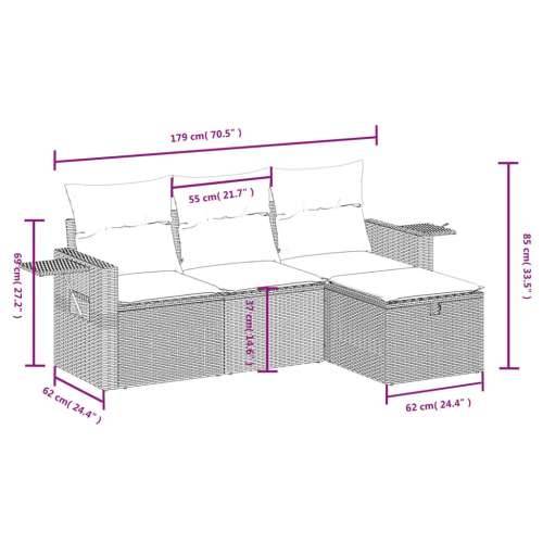 Vrtna garnitura - 4-dijelni set vrtnih sofa od poliratana s jastucima crni - Crna bez spremišta 1 Cijena