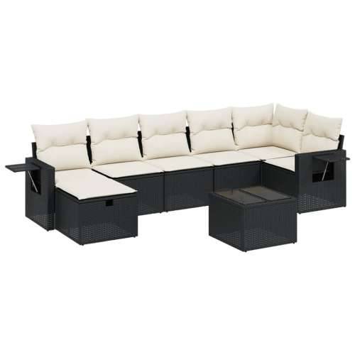 Vrtna garnitura - 8-dijelni set vrtnih sofa od poliratana s jastucima crni - Crna i krem bez spremišta 7 Cijena