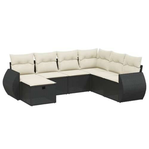Vrtna garnitura - 4-dijelni set vrtnih sofa od poliratana s jastucima crni Crna i krem Bez stola 1 Cijena