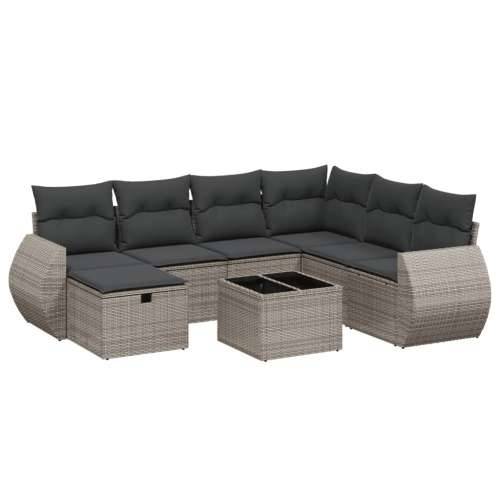 Vrtna garnitura - 8-dijelni set vrtnih sofa od poliratana s jastucima sivi - Siva Sa stolom 1 Cijena