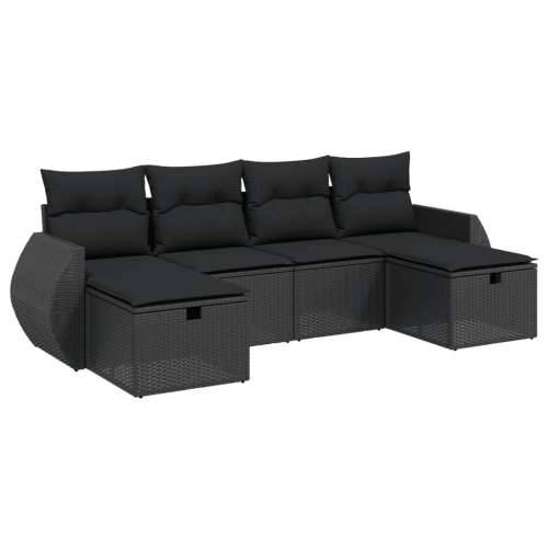 Vrtna garnitura - 6-dijelni set vrtnih sofa s jastucima crni od poliratana - Crna bez spremišta 1 Cijena