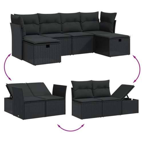 Vrtna garnitura - 6-dijelni set vrtnih sofa s jastucima crni od poliratana - Crna bez spremišta 1 Cijena