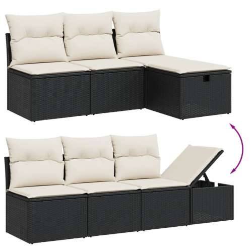 Vrtna garnitura - 7-dijelni set vrtnih sofa od poliratana s jastucima crni - Crna i krem bez spremišta 7 Cijena