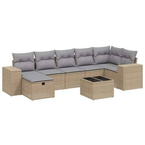Vrtna garnitura - 8-dijelni set vrtnih sofa s jastucima bež od poliratana - bež i siva bez spremišta 7 Cijena