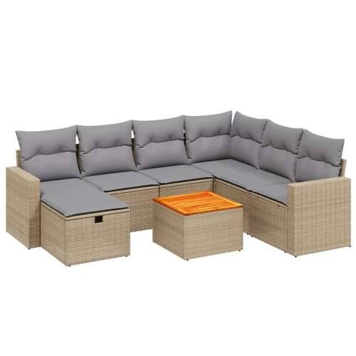 Vrtna garnitura - 8-dijelni set vrtnih sofa s jastucima bež od poliratana - mješavina bež i svjetlosive 3x kutna + 3x srednja +  Cijena