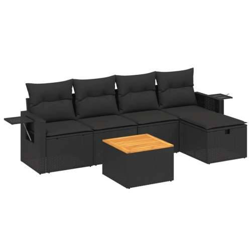 Vrtna garnitura - 6-dijelni set vrtnih sofa s jastucima crni od poliratana - Crna bez spremišta 1 Cijena
