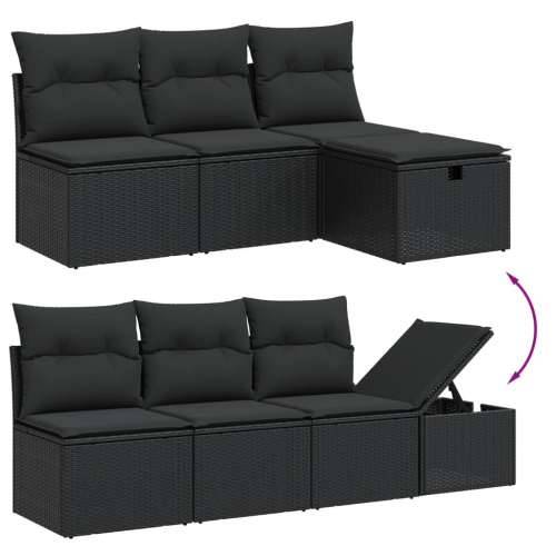 Vrtna garnitura - 8-dijelni set vrtnih sofa od poliratana s jastucima crni - Crna 3x srednja + 3x kutna + tabure + stol 1 Cijena