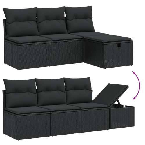 Vrtna garnitura - 8-dijelni set vrtnih sofa od poliratana s jastucima crni - Crna 3x kutna + 3x srednja + tabure + stol 1 Cijena