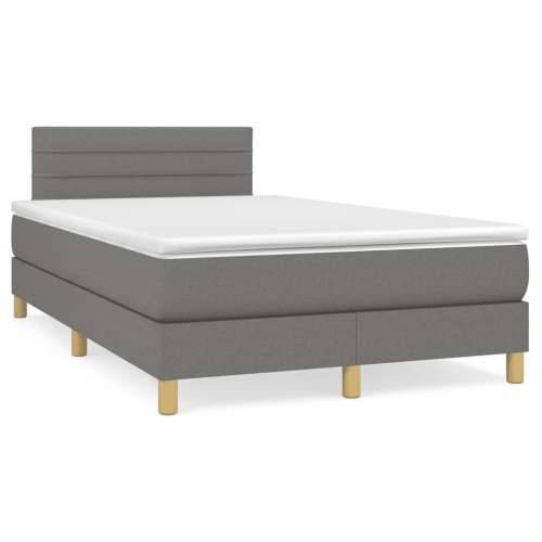 Krevet box spring s madracem LED tamnosivi 120 x 190 cm tkanina - Tamno siva 120 x 190 cm vodoravne pruge Cijena