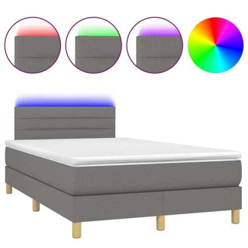 Krevet box spring s madracem LED tamnosivi 120 x 190 cm tkanina - Tamno siva 120 x 190 cm vodoravne pruge Cijena