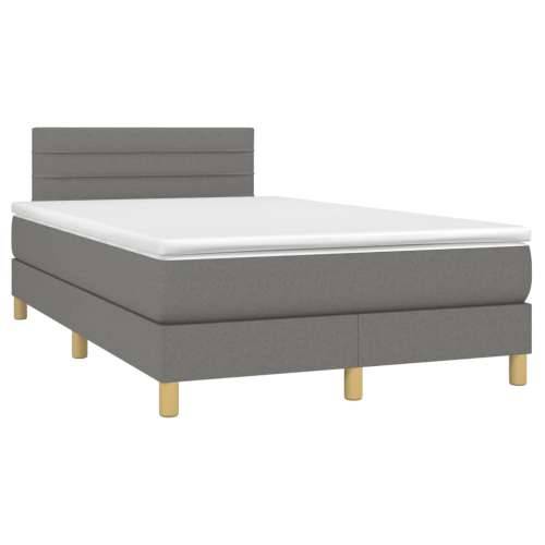 Krevet box spring s madracem LED tamnosivi 120 x 190 cm tkanina - Tamno siva 120 x 190 cm vodoravne pruge Cijena