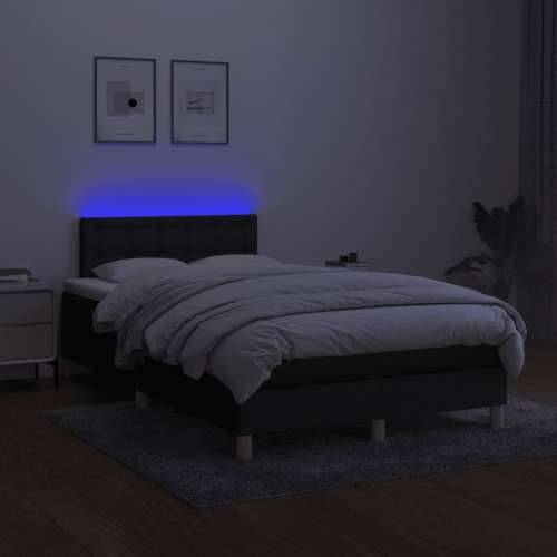Krevet box spring s madracem LED crni 120 x 190 cm od tkanine - Crna 120 x 190 cm gumbi Cijena