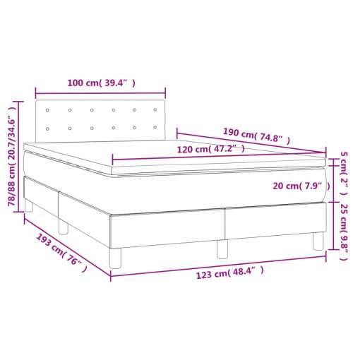 Krevet box spring s madracem LED crni 120 x 190 cm od tkanine - Crna 120 x 190 cm gumbi Cijena