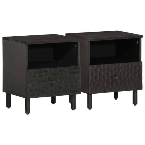 Noćni ormarići 2 kom crni 40x33x46 cm od masivnog drva manga - Crna 2 masivno drvo manga Cijena