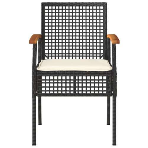 3-dijelni bistro set s jastucima poliratan i drvo bagrema crni - Crna poly rattan and acacia wood 2 Cijena