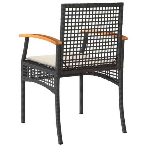 3-dijelni bistro set s jastucima poliratan i drvo bagrema crni - Crna poly rattan and acacia wood 2 Cijena