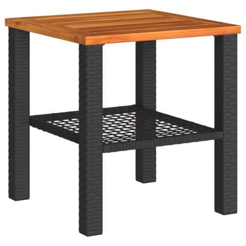 3-dijelni bistro set s jastucima poliratan i drvo bagrema crni - Crna poly rattan and acacia wood 2 Cijena