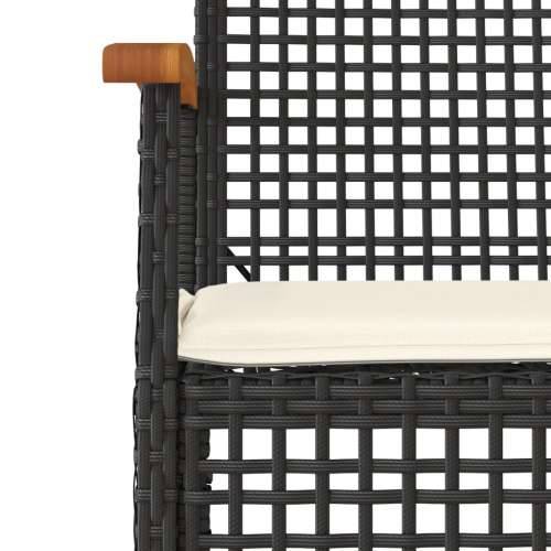 3-dijelni bistro set s jastucima poliratan i drvo bagrema crni - Crna poly rattan and acacia wood 2 Cijena