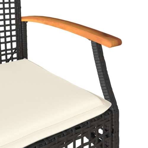 3-dijelni bistro set s jastucima poliratan i drvo bagrema crni - Crna poly rattan and acacia wood 2 Cijena