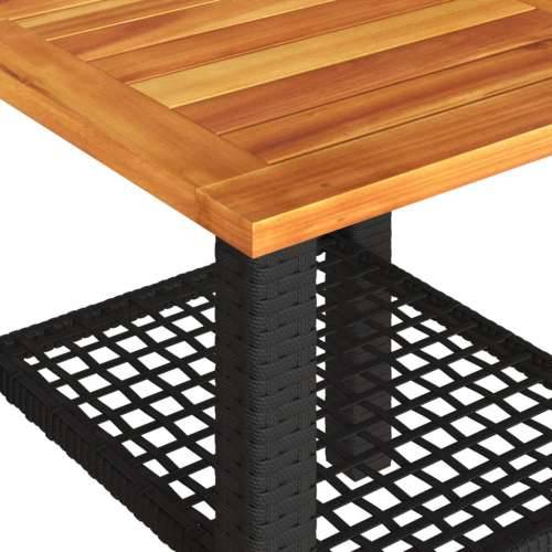 3-dijelni bistro set s jastucima poliratan i drvo bagrema crni - Crna poly rattan and acacia wood 2 Cijena
