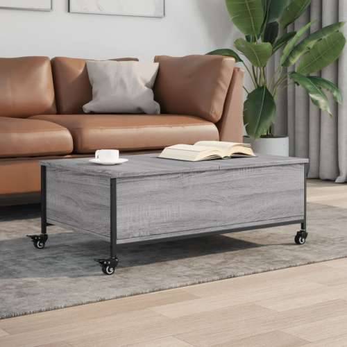 Stolić za kavu s kotačima siva boja hrasta 91x55x34 cm drveni - Sivi hrast sonoma 1 Cijena