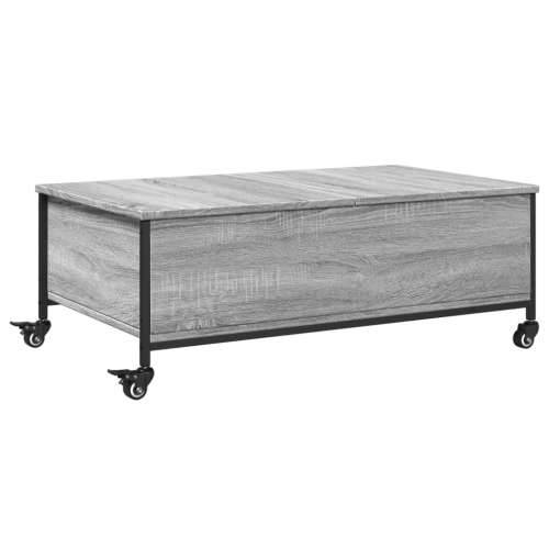 Stolić za kavu s kotačima siva boja hrasta 91x55x34 cm drveni - Sivi hrast sonoma 1 Cijena