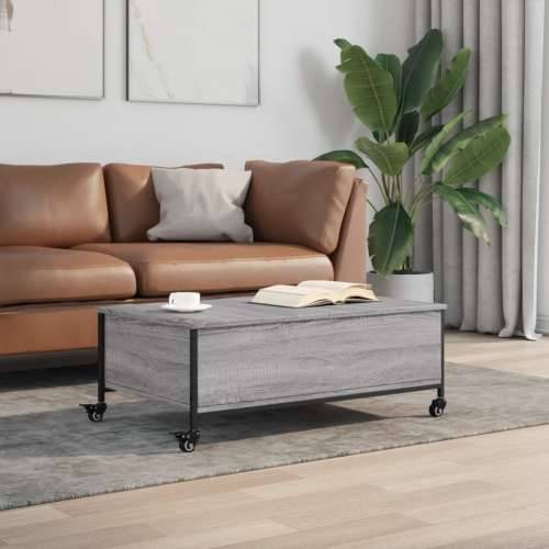 Stolić za kavu s kotačima siva boja hrasta 91x55x34 cm drveni - Sivi hrast sonoma 1 Cijena