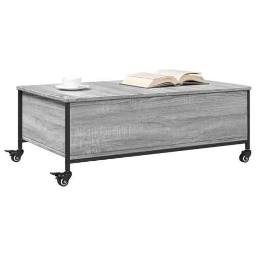 Stolić za kavu s kotačima siva boja hrasta 91x55x34 cm drveni - Sivi hrast sonoma 1 Cijena