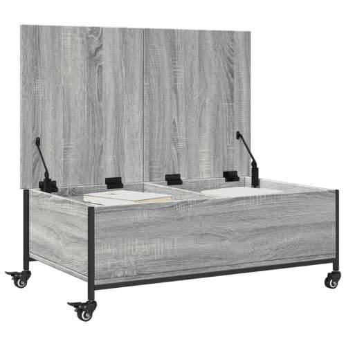 Stolić za kavu s kotačima siva boja hrasta 91x55x34 cm drveni - Sivi hrast sonoma 1 Cijena