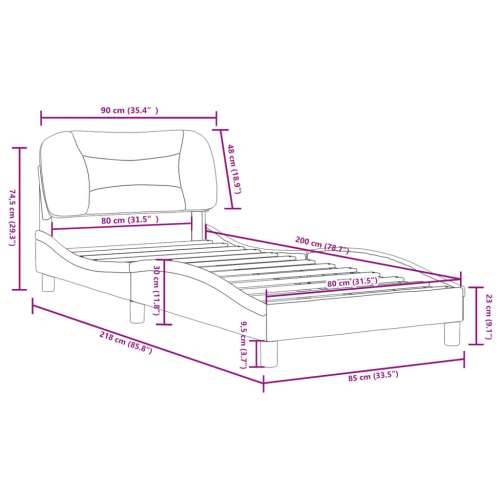 Okvir za krevet bez madraca plava 80x200cm od tkanine - Plava 80 x 200 cm Cijena