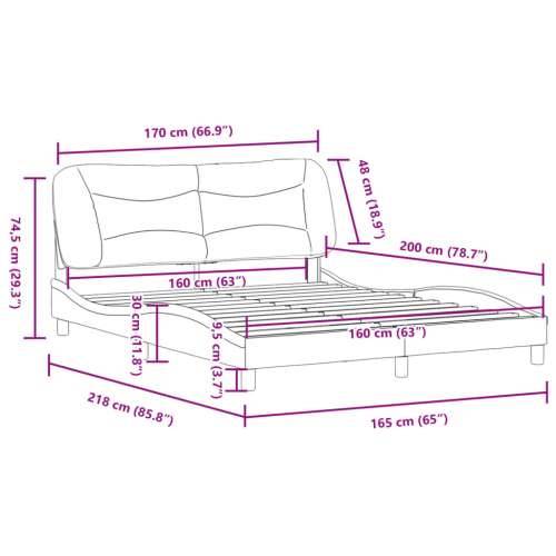 Okvir za krevet bez madraca crni 160x200 cm od tkanine - Crna 160 x 200 cm Cijena