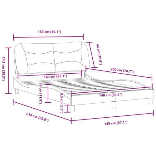 Okvir za krevet bez madraca tamnosivi 140 x 200 cm od tkanine Krema 140 x 200 cm Cijena