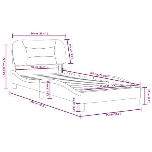 Okvir za krevet s uzglavljem smeđi 80 x 200 cm od umjetne kože - Smeđa 80 x 200 cm Cijena