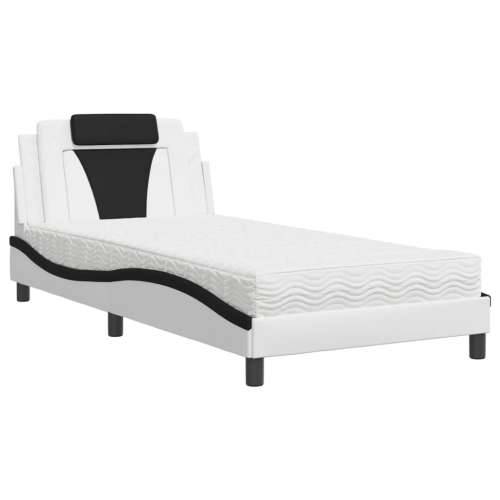 Krevet s madracem bijelo-crni 100 x 200 cm od umjetne kože - Bijela i crna 100 x 200 cm Cijena