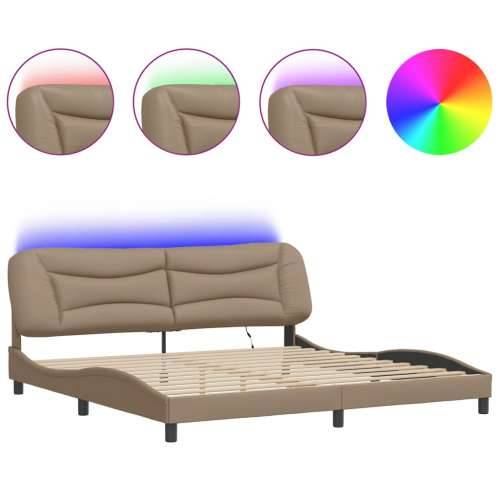 Okvir kreveta LED boja cappuccina 200 x 200 cm umjetna koža - Boja cappuccina 200 x 200 cm Cijena