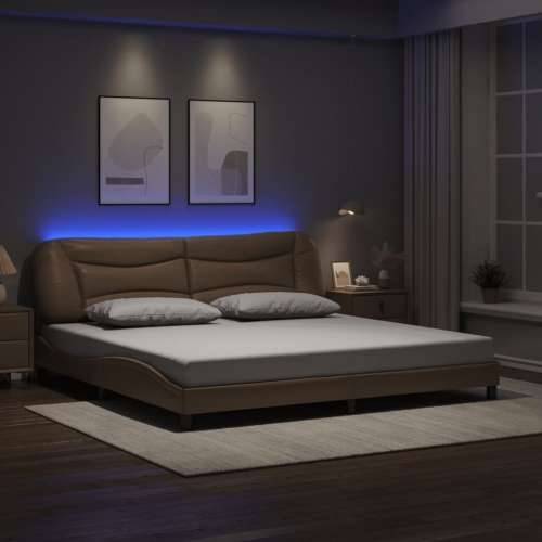 Okvir kreveta LED boja cappuccina 200 x 200 cm umjetna koža - Boja cappuccina 200 x 200 cm Cijena